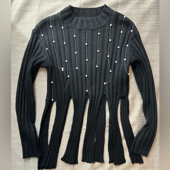 Zara Sweaters - Zara Pearl-beaded sweater